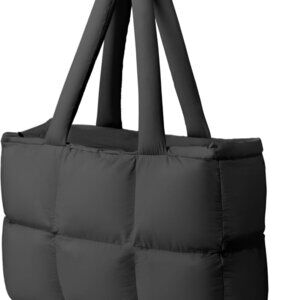 Puffer Tote Bag Women Nylon Quilted Foldable Lightweight Travel Purse